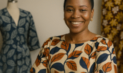 smiling fashion designer